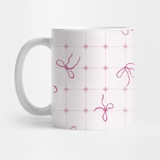 Coquette pink bows on a square patterned background Mug